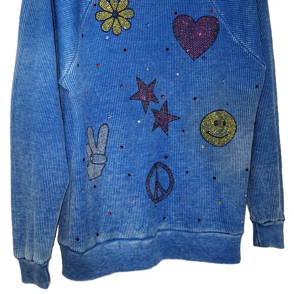 Be Peaceful Girl's Blue Sweatshirt - Picture 3 of 6